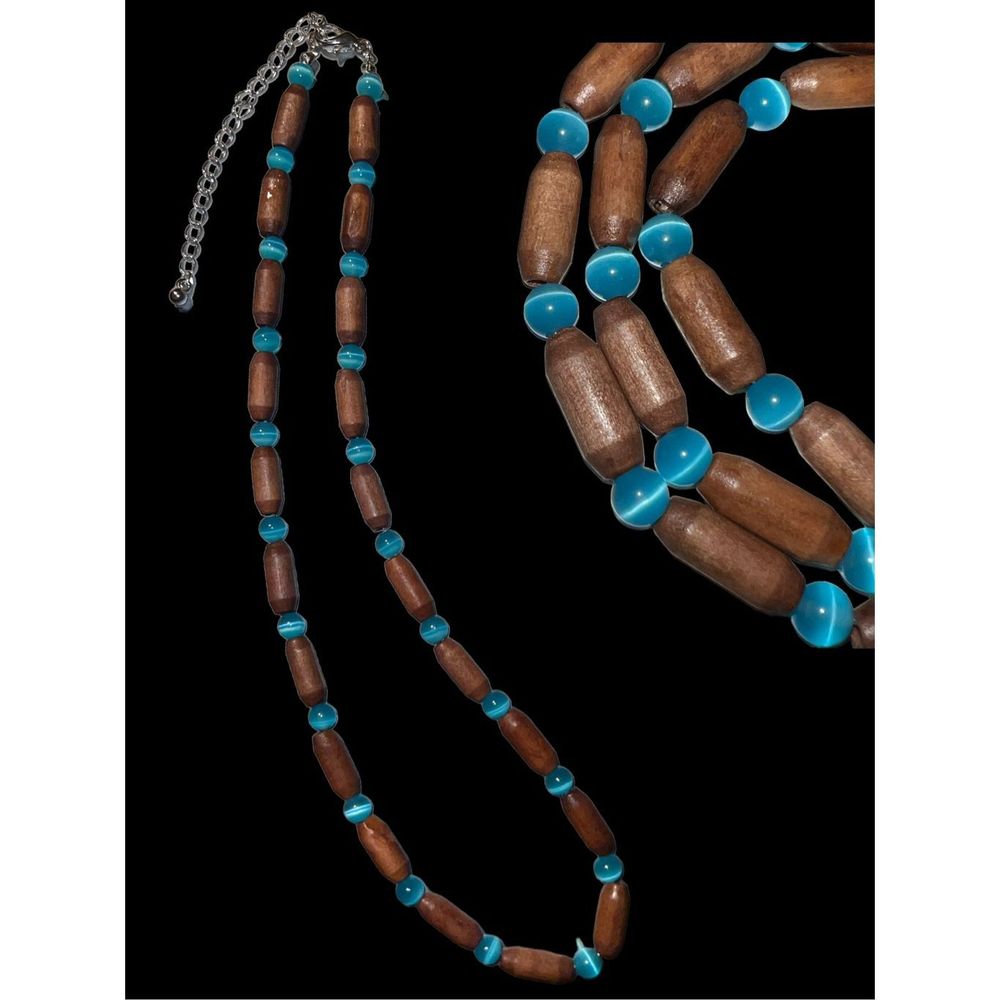 3/$10 Bundle - Glass and Wood Bead necklace. Approx 8” long new without tag